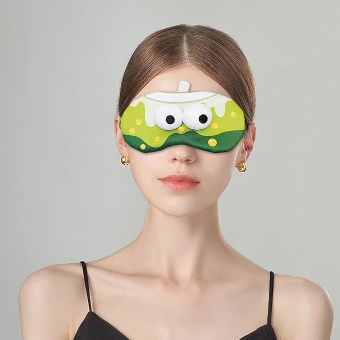 PERFECTSIGHT Sleep Eye Masks, Cute Plush Sleep Eye Cover Lightweight Adjustable Eyeshade Faux Fur Mask Cover for Women Men Sleep Travel Nap, Bubble Tea-BrightBean Baby