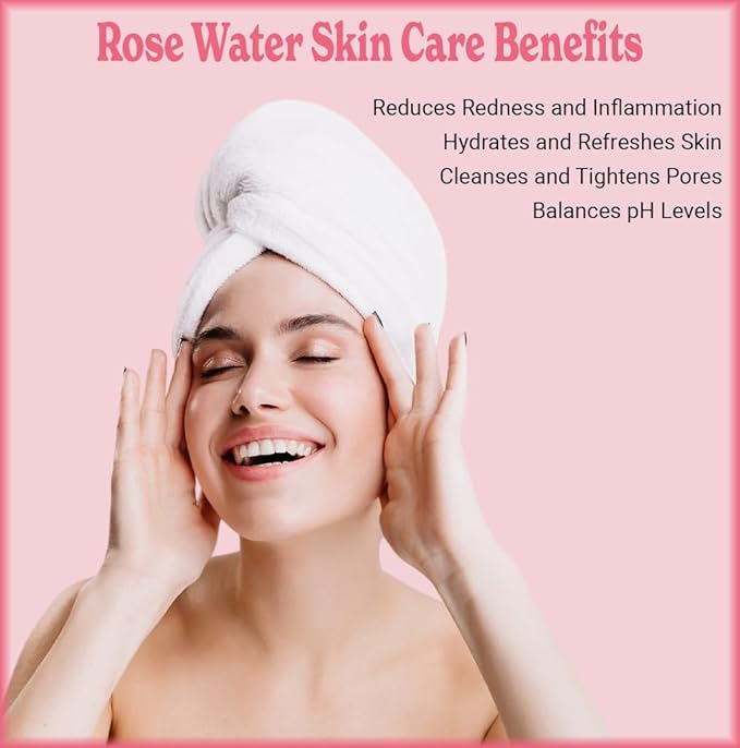Natural Born Oils 8oz Rose Water Hydrosol, 100% Pure and Natural, Organic, Steam-distilled, Facial Toner Cleanser, with Sprayer, 8-Rose-Water-BrightBean Baby