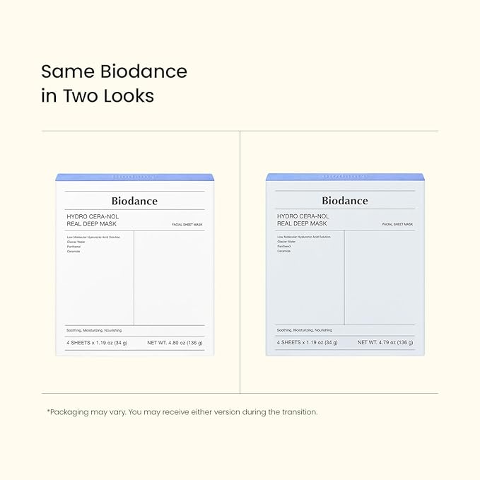 BIODANCE Hydro Cera-nol Real Deep Mask, Overnight Hydrogel Mask, Hydrating Facial Mask For Sensitive Skin, Redness Reducing & Quick Soothing Effect, Korean Skincare | 1.19oz(34g) x 4ea-BrightBean Baby