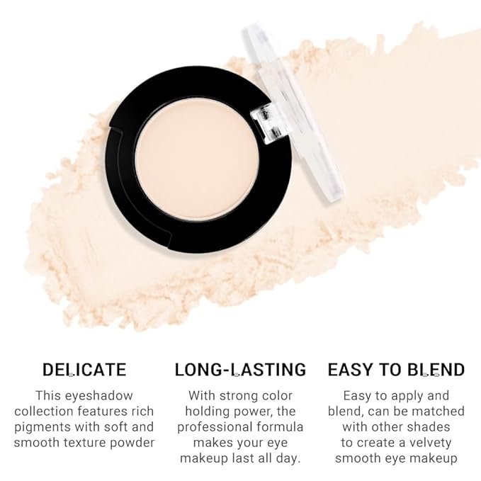 Single Matte Eyeshadow Makeup Palette, Neutral Beige Nude Eyeshadows Singles, Monochrome Eye Shadow Palette Makeup for Women, de sombras de ojos, Highly Pigmented Daily Evening Girls Eyeshadow-BrightBean Baby