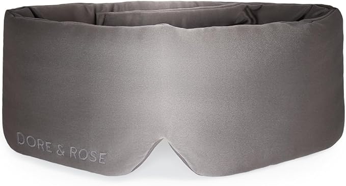 Dore & Rose Deep Sleep Mask Light Blocking, 23 Momme Mulberry Silk Eye Mask, Ultra Soft, Adjustable - Travel Sleeping Mask for Men & Women - Charcoal-BrightBean Baby