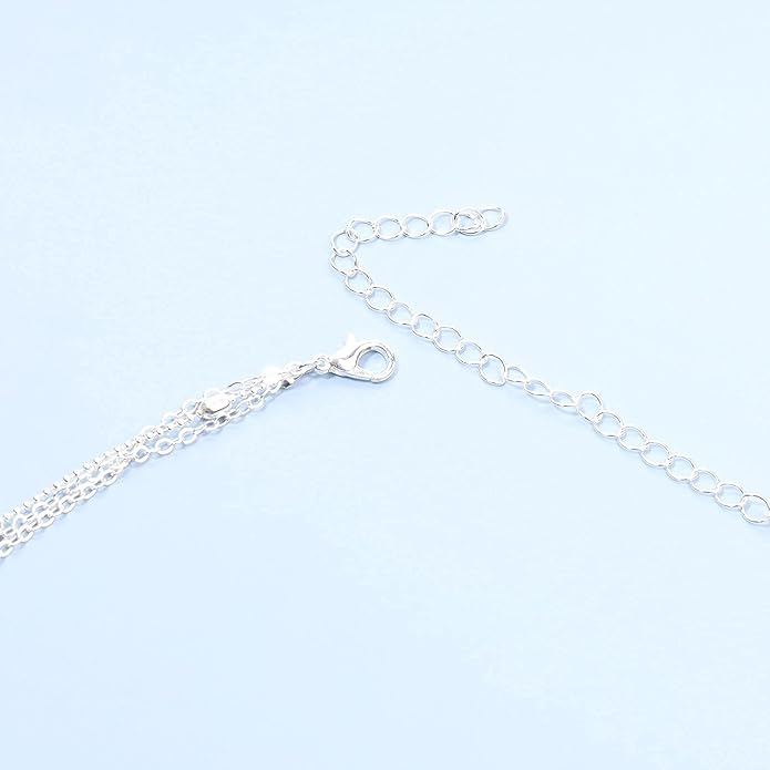 Boho Layered Moon Necklace Silver Compass Disc Pendant Necklace Chain Cow Evil Eye Charm Necklace Jewelry for Women-BrightBean Baby