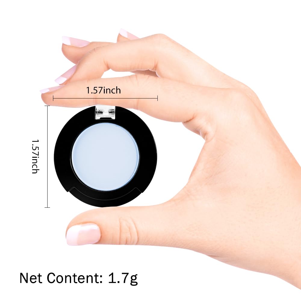 Monochrome Pressed Eyeshadow, Matte Blue Waterproof Neutral Powde Mini Eyeshadow, sombras para ojos, Talc, Paraben & Cruelty Free (C10#Matte Blue)-BrightBean Baby