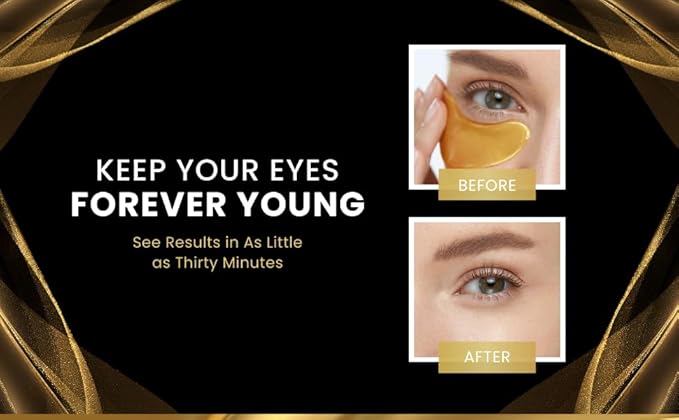24K Gold Under Eye Mask | Under Eye Treatment for Women | Collagen Eye Pads with Hydrogel | Eye Patches | Eye Mask Skin Care | 48 Pairs (3 packs)-BrightBean Baby