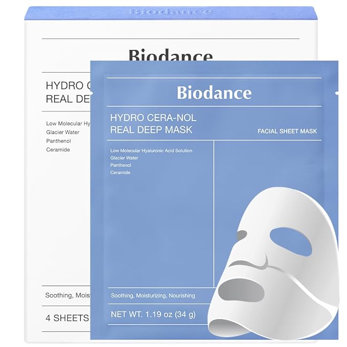 BIODANCE Hydro Cera-nol Real Deep Mask, Overnight Hydrogel Mask, Hydrating Facial Mask For Sensitive Skin, Redness Reducing & Quick Soothing Effect, Korean Skincare | 1.19oz(34g) x 4ea-BrightBean Baby