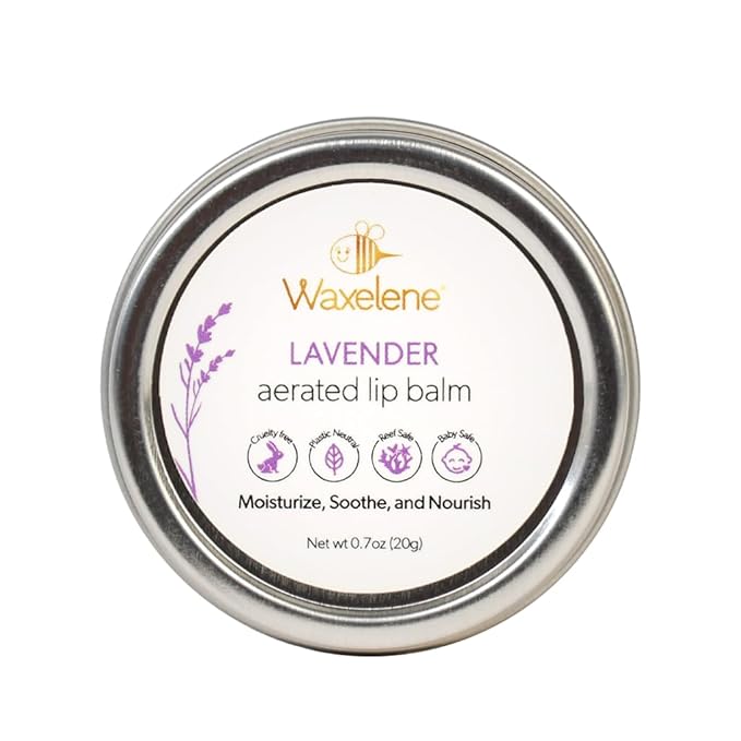 Waxelene Lavender Aerated Lip Balm Tin 4 Piece, Best Lip Balm Ever Organic Calming Multipurpose Ointment Baby Eczema Dry Skin Face Moisturizer-BrightBean Baby