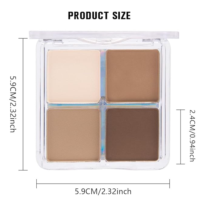Powder Eyeshadow Quad, Beige Nude Taupe Brown Matte Eye Shadow Palette Makeup, Neutral Vegan Shimmer Quads Eye Shadow Palette for Older Women Pigmented Waterproof, paleta de sombras de ojos, 15-BrightBean Baby