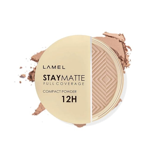 Lamel Stay Matte Compact Powder - Light Natural Coverage - Universal Neutral Undertone - Cruelty Free - Beige - N.404-BrightBean Baby