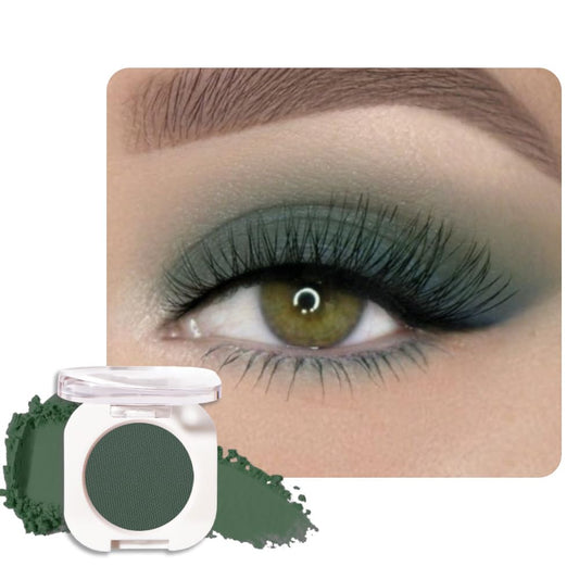 Single Matte Eye Shadow Palette Makeup, Forest Green Matte Eyeshadow for Women Halloween Birthday Party Wear, Monochrome Eye Shadow Makeup, Pigmented Waterproof Sombras Para Ojos, 16-BrightBean Baby