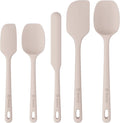 5 Pieces Silicone Spatula Set, Food Grade Rubber Spatula, Upgrade Strong Handle with Ergonomic Grip, Heat Resistant Up to 600°F for Nonstick Cookware, Cooking Creamy White