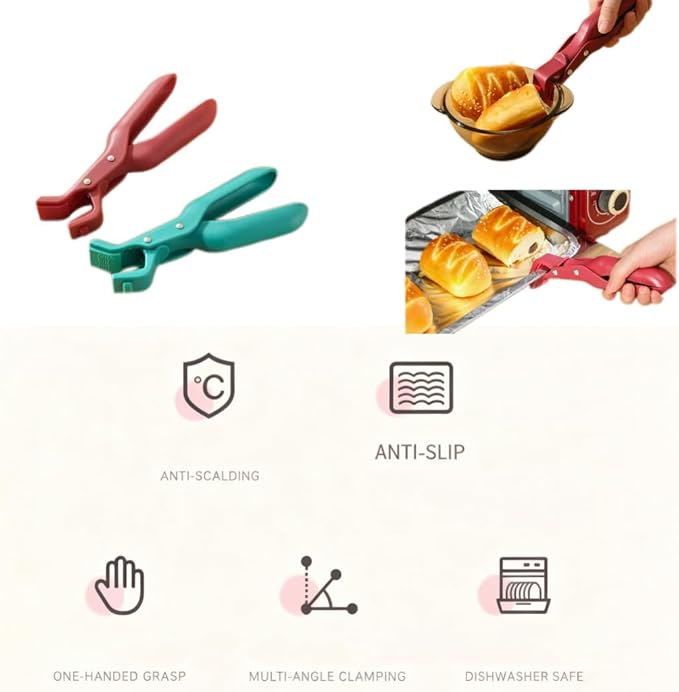 2PCS Anti-Scald Bowl Clip,For Kitchen, Hot Bowl Dish Plate Gripper Clips Tongs Clamp Holder, Kitchen Silicone Anti Slip Clip 2025 Upgraded Silicone Clip