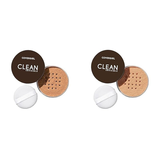 CoverGirl Clean Invisible Loose Powder Vegan Formula Translucent Deep & Medium Warm Setting Powder, 20g (0.7 oz) 2-Pack-BrightBean Baby