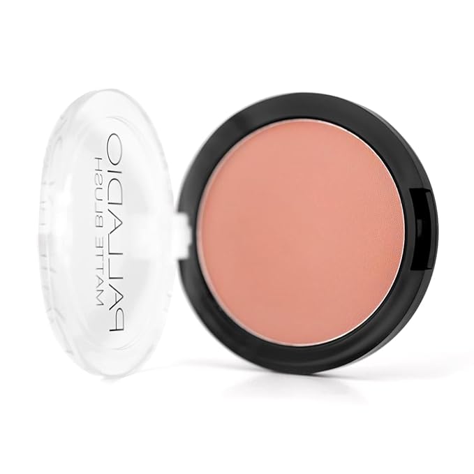 Palladio Matte Blush, Brushes onto Cheeks Smoothly, Soft Matte Look and Even Finish, Flawless Velvety Coverage, Effortless Blending Makeup, Flatters the Face, Convenient Compact, Peach Ice-BrightBean Baby