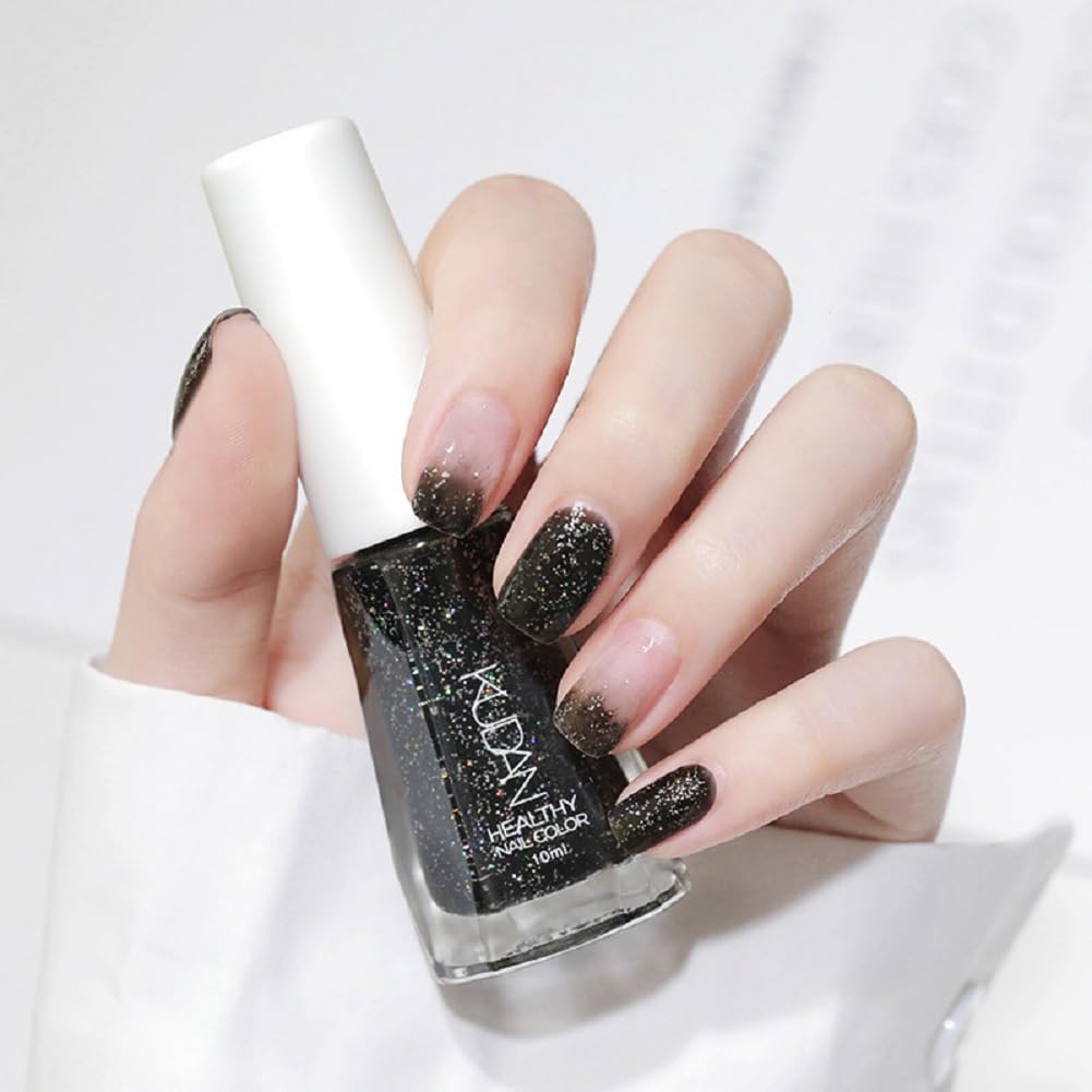 Nail Polish set - Nail Lacquer Quick Dry, Full Size, Vibrant, Colorful, Trendy, Glitter, Glossy, Metallic, Matte Nail Art Nail Shades (N36 Stars in Black, 52g)-BrightBean Baby