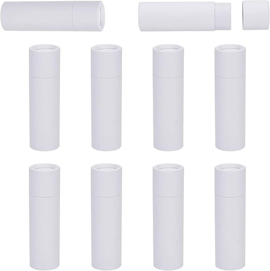 NICENEEDED 10 Pcs Paperboard Lip Balm Tubes, 0.6 Oz Kraft Paper Lipstick Tube, Cardboard Empty Deodorant Container Solid Perfume Tube Cosmetic Box for DIY Chapstick Deodorant Crayon-BrightBean Baby