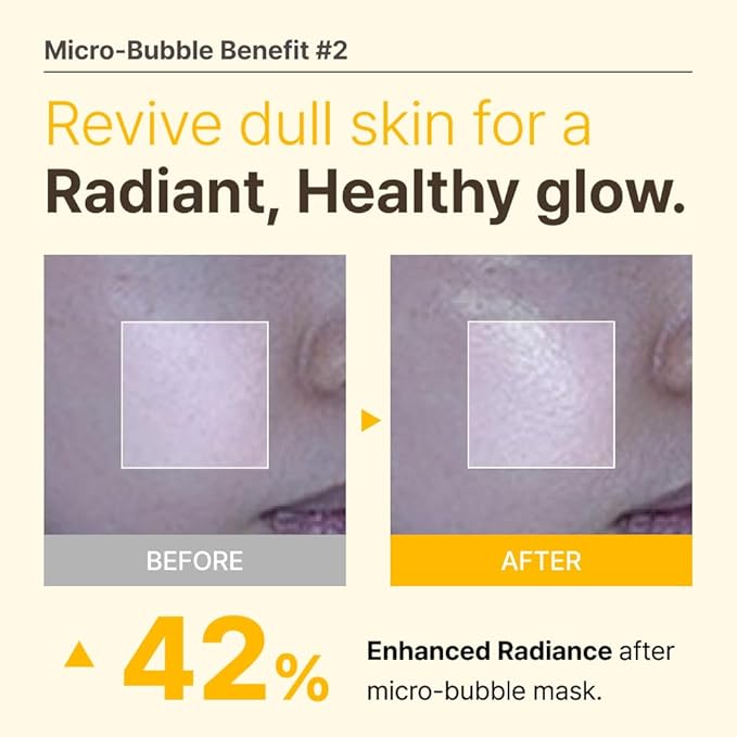 MENOKIN 30 Seconds Quick Bubble Mask [BRIGHT] - [Vitamin C] [Glutathione & Niacinamide] in Micro-bubbles for Dark Spots, Uneven Skin Tone, Korean Skin Care Essential, 70 Uses, 3.21 fl.oz-BrightBean Baby