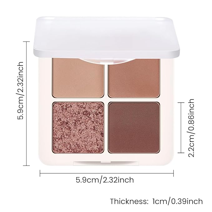4 Colors Matte Shimmer Eyeshadow Makeup Palette,Nude Light Dark Brown Rose Gold Highly Pigmented Natural Neutral Eye Shadow Palette,Long Lasting Waterproof Naturing-Looking Women Girls Eye Shadow-BrightBean Baby