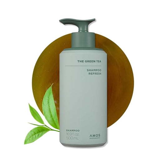 AMOS PROFESSIONAL The Green Tea Shampoo Refresh for Thinning Hair, Korean Shampoo for Oily Scalp l Deep Cleans, Strengthening Hair, All Hair Types, 16.9 fl.oz-BrightBean Baby