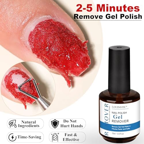 LOUINSTIC 2×15 ml Easy & Quick Gel Nail Remover Kit – Professional Gentle Acetone-Free Gel Polish Remover for Nails in 2–5 Minutes, No Soak or Foil, Includes Nail File – Home DIY Manicure & Travel-BrightBean Baby