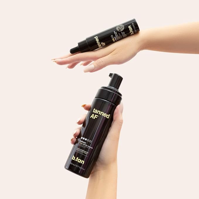 b.tan Dark Self Tanner Mousse | Get Tanned - Best, 1 Hour Express Sunless Tanning Foam, No Fake Tan Smell, Ultra Dark Bronzing Glow, Face & Body, Vegan, Cruelty Free, 6.7 Fl Oz-BrightBean Baby