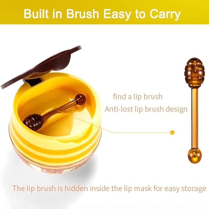 2 Pack Nourishing Bee Lip Balm Honey Pot, Moisturizing Honey Lip Mask, Hydrating & Prevention Dry and Cracked Lip Scrubs Exfoliator Lip Sleeping Mask Reduces Lip Lines Lip Care Products-BrightBean Baby