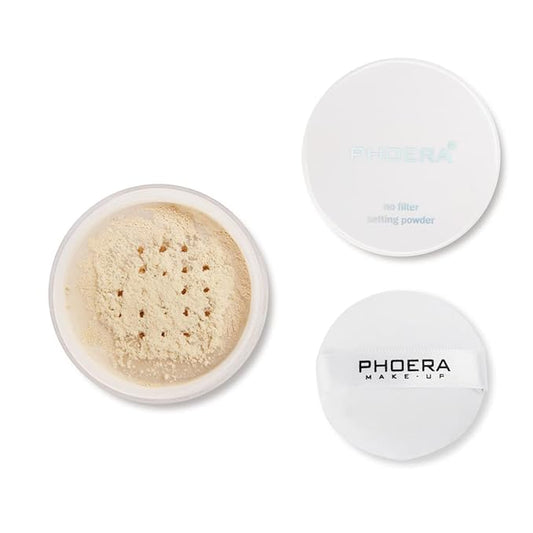 PHOERA Setting Powder Controls Oil,Setting Powder Makeup Light,Loose Powder Makeup Coverage,Loose Setting Powder Mini,0.17oz (Big02# Cool Beige)-BrightBean Baby