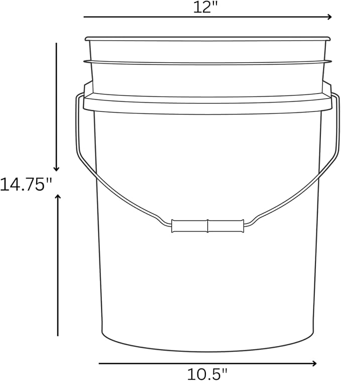 House Naturals 5 Gallon Premium HPDE Plastic Bucket - Made in USA Food Grade Storage Container, BPA Free All Purpose Pail (5, Dark Green)