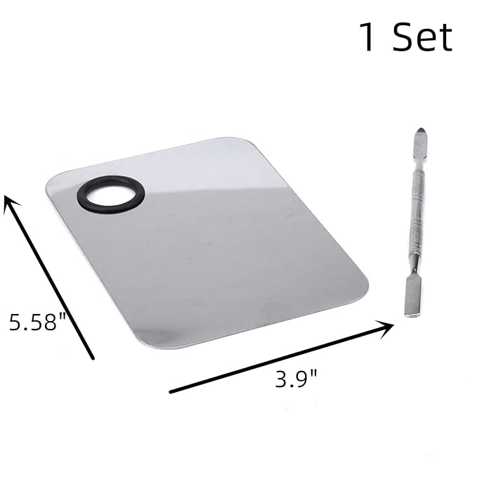 Stainless Steel Ring Beauty Palette, Square Palette, Silver,with Color Stick,1 PCS-BrightBean Baby