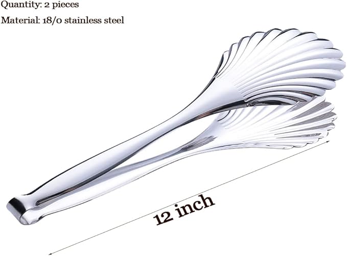 Buffet Cooking Serving Tongs, 12 inch Kirsite Catering Chef Food Salad BBQ Serving Utensils, Set of 2(stainless steel) (Stainless Steel)