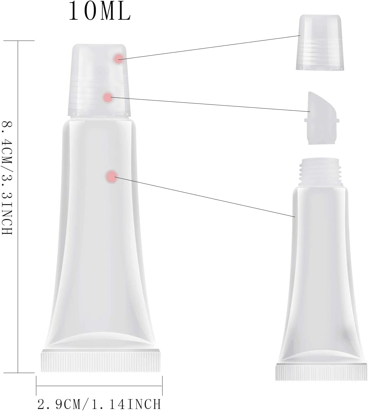 JIAKAI 10ml Mini Clear Refillable Empty Tubes Lip Gloss Balm Container，Soft Tubes Makeup Box，Shampoo Samples Empty Tubes with Screw Cover (10pcs)-BrightBean Baby