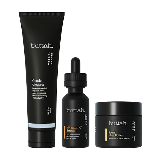 Buttah Skin by Dorion Renaud Complete Melanin-Rich Skin Care Kit | Shea Butter, Vitamin C Serum, Facial Cleanser | Organic & Natural | Black-Owned-BrightBean Baby