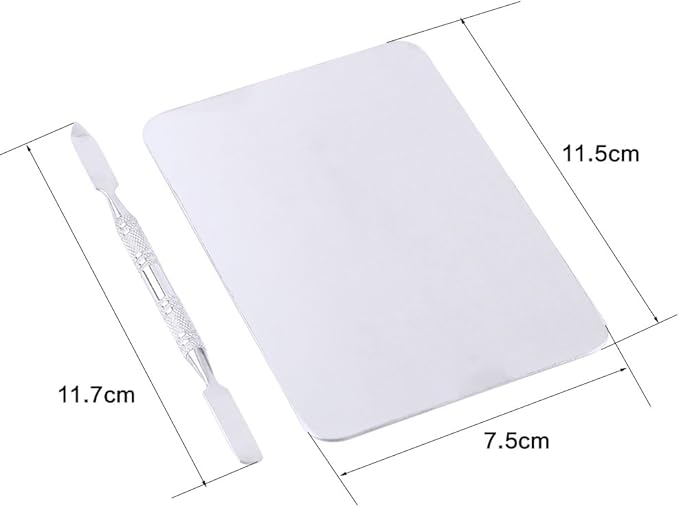 Mixing Palette Small Stainless Steel Makeup Palette Rec Shape Mixing Plate Tools with Spatula Nail Art Palette for Blending Cosmetic Shades-BrightBean Baby