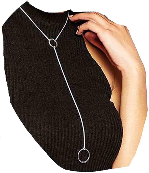 Boho Long Circle Pendant Necklace Silver Y Lariat Necklace Minimalist Y Drop Chain Necklace Jewelry for Women-BrightBean Baby