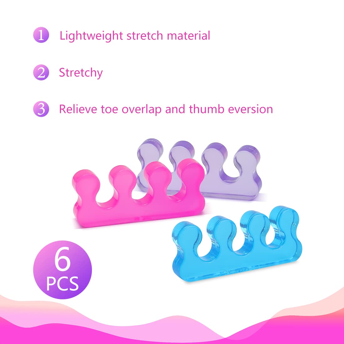 SUNFATT Toe Separators for Pedicure,Toe Separators for Nail Polish,Pedicure Toe Spacers,Toe Spacers use for separation of toenails or nails,Soft Gel Toenail Spacers Pedicure Kit.(6pcs)-BrightBean Baby