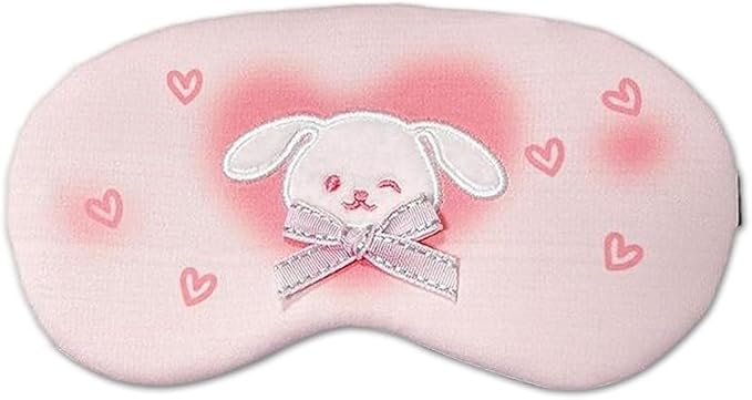 PERFECTSIGHT Rabbit Sleep Eye Masks, Cute Plush Sleep Eye Cover Lightweight Adjustable Eyeshade Faux Fur Mask Cover for Women Men Travel Nap, Heart Bunny-BrightBean Baby