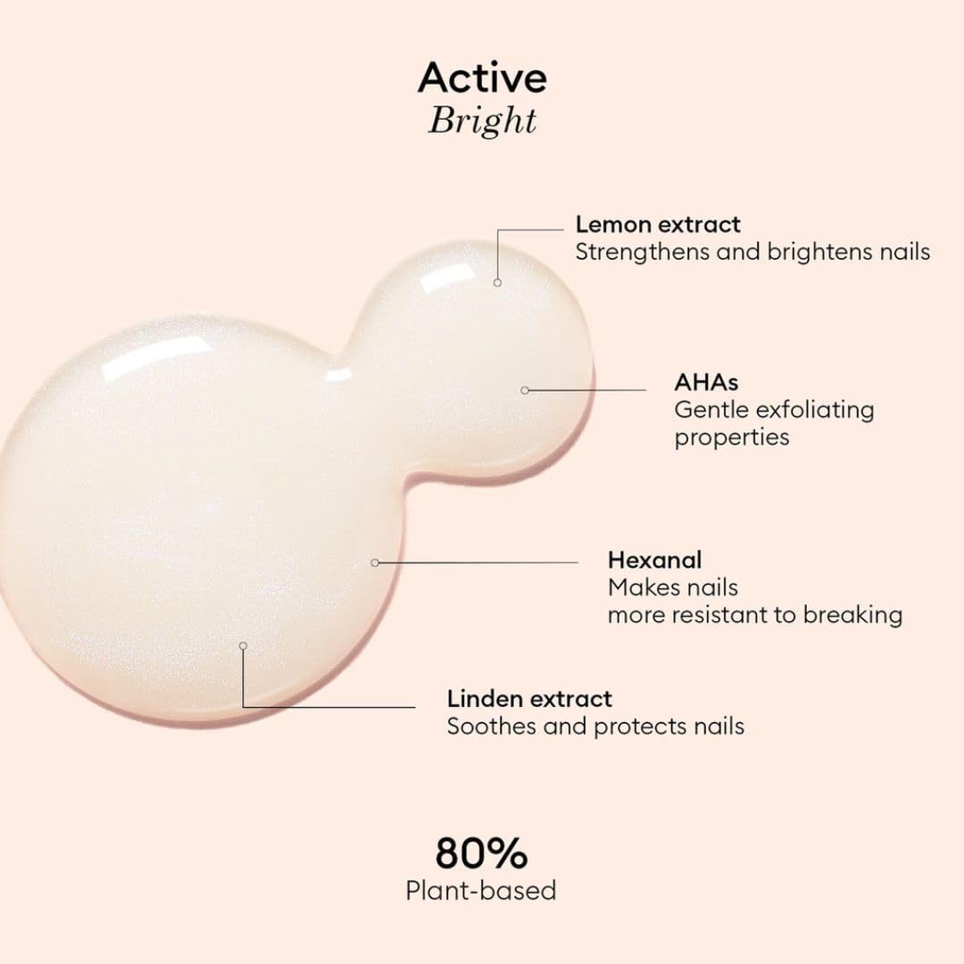 Manucurist Active Bright All in One Nail Perfector: Brightening Treatment Polish & Care - No Lamp - Vegan & Made in France - White Nail Polish - Nail Whitener & Brightener - Nail Strengthener-BrightBean Baby