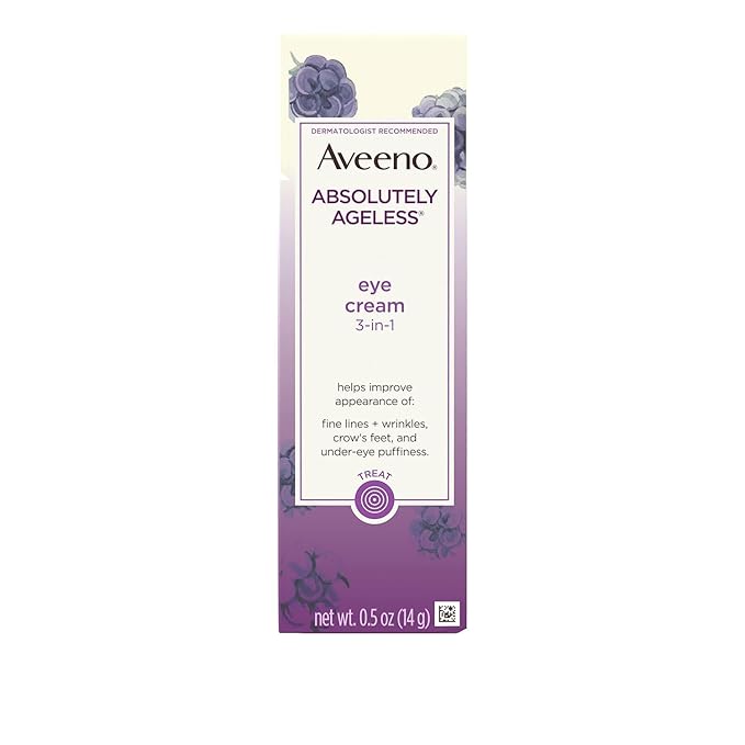 Aveeno Absolutely Ageless 3-in-1 Under Eye Dark Circle & Anti-Wrinkle Cream with Antioxidant-Rich Blackberry Complex, Vitamins C & E, Hypoallergenic, Non-Comedogenic & Non-Greasy, 0.5 oz (Pack of 2)-BrightBean Baby