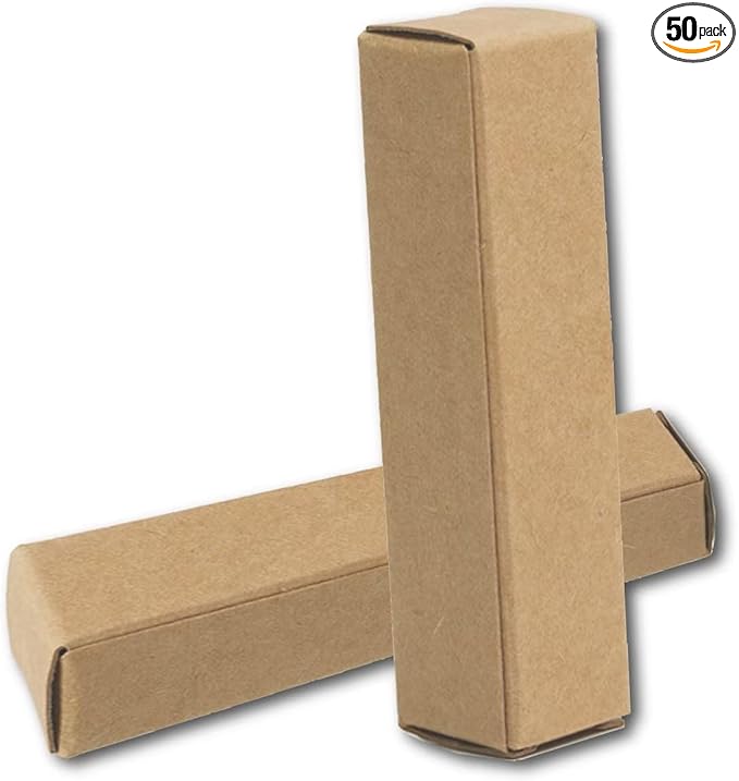 50 Pcs Lip Balm Containers Packaging Boxes, 2.67x0.7x0.7 Inch Wrapping Box for 0.15Oz Lipbalm Round Tubes, 5.5ml DIY Lipsticks Kraft Paper Package Boxes-BrightBean Baby