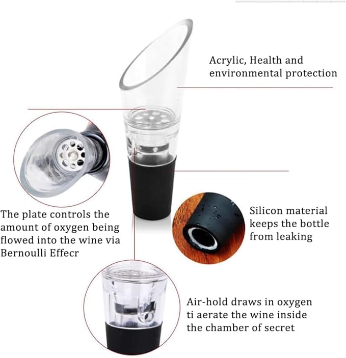 Wine Opener Set with Foil Cutter, Bottle Stopper & Pourer