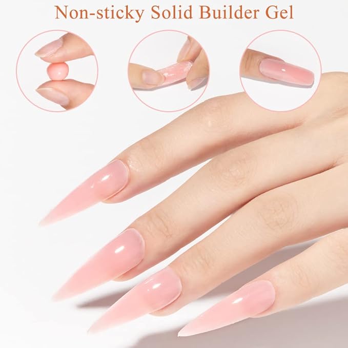 MIZHSE Solid Builder Gel for Nails, Nude Pink Non-Sticky Sculpting Gel, 3D Nail Art Building Carving Modeling Hard Nail Extension Soak Off UV/LED Nail Art Salon Home DIY 15g-BrightBean Baby
