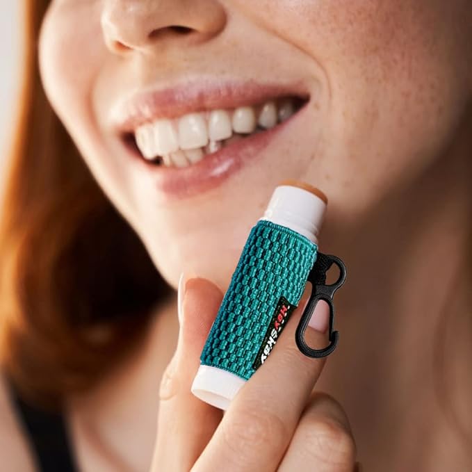 5PCS Lip Balm Holder Lipstick Sleeves Keychain Lip Gloss Holder Keychain Chapstick Elastic Sleeves(Black x5)-BrightBean Baby