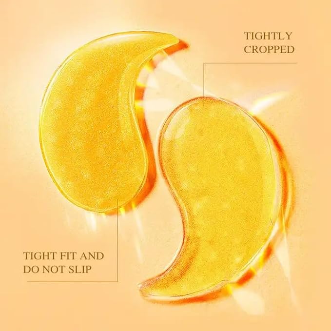 Golden 24K Radiant Under Eye Gel Mask (30 Pairs) Rejuvenating, Hydrating, Moisturizing Therapy for Under Eye Wrinkles, Dark Circles, Puffy Eyes, Refreshing, Revitalizing, Travel-BrightBean Baby