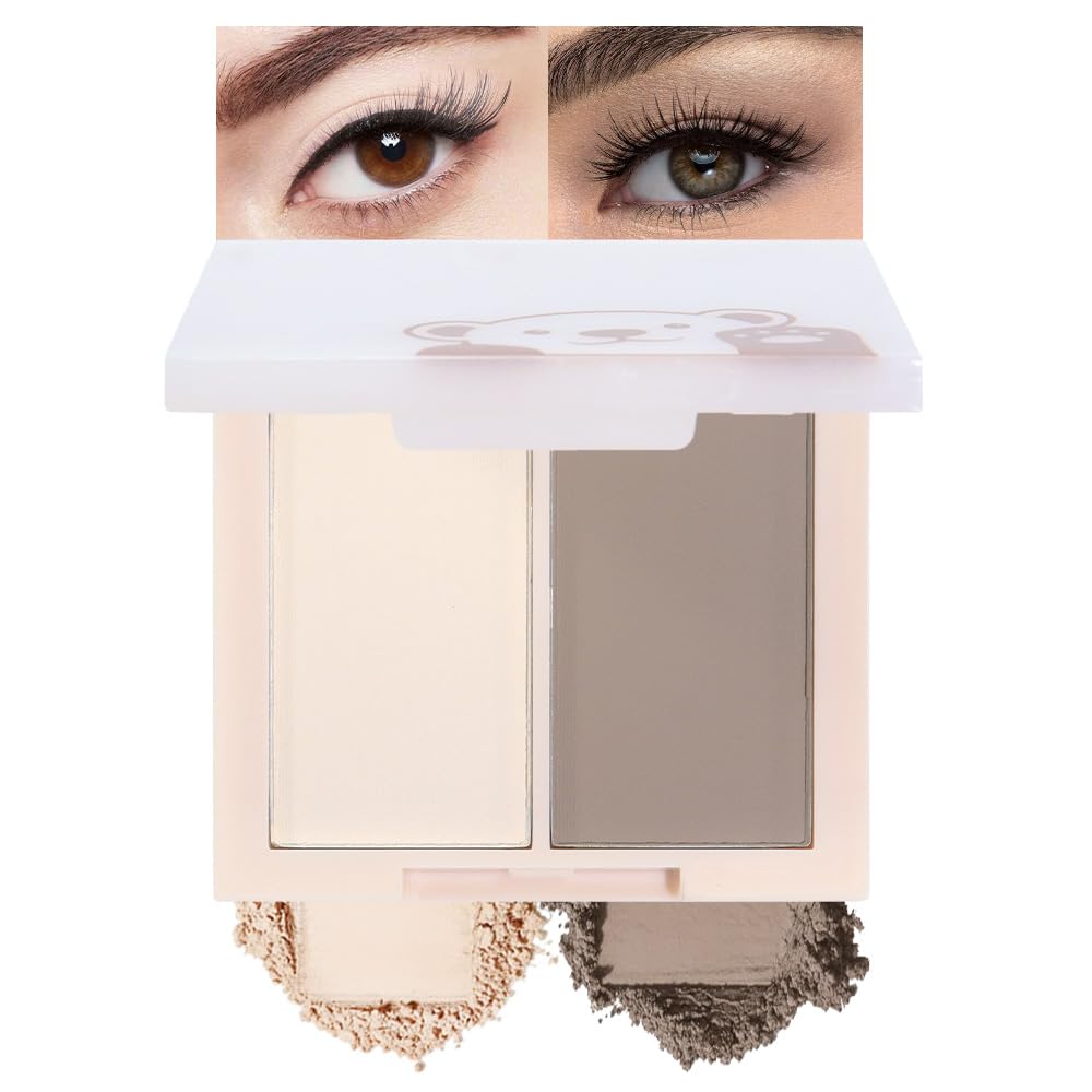 AMY'S DIARY Neutral Nude Eyeshadow Palette Makeup, 2 Colors Velvety Matte Finish, Cool-Toned Nude Taupe Eye Shadows, Natural Everyday to Eye Makeup Looks, for Brown Eyes Long Lasting Naturing-Looking-BrightBean Baby