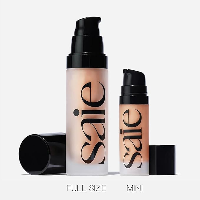 Saie Mini Glowy Super Gel - Hydrating Makeup Primer and Illuminating Glow Serum Enriched with Vitamin C and Squalane Oil - All-Over Liquid Highlighter Makeup for Instant Glass Skin - Sunglow (0.5 oz)-BrightBean Baby