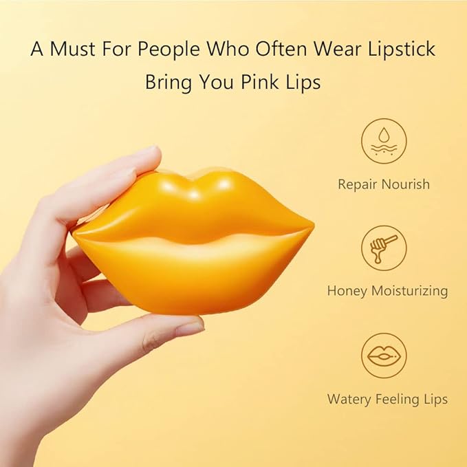 20Pcs Moisturizing Lip Mask, Restores Moisture Lip Care Mask for Dry Lips and Lip Lines Lips Overnight Lip Care, Gel Treatment Lip Masks Plumping Lips Mask (Yellow)-BrightBean Baby