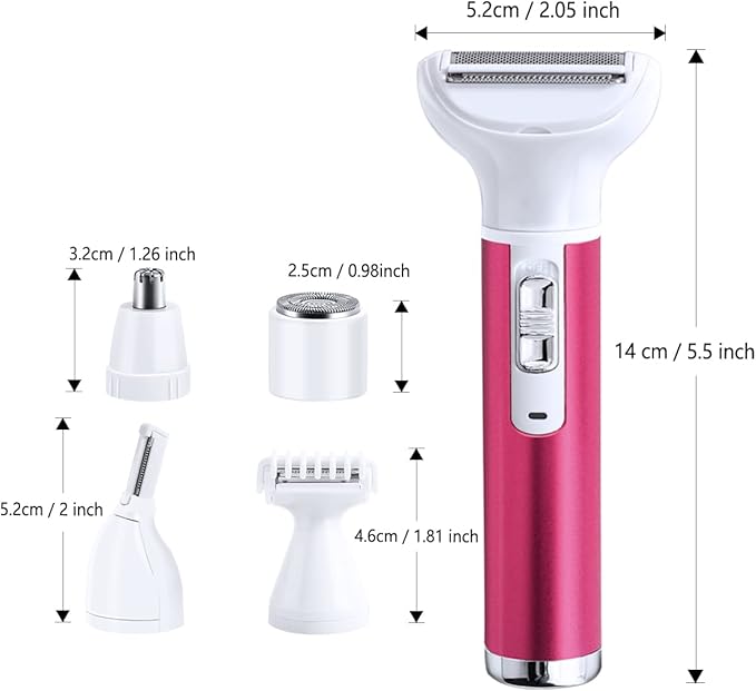 Electric Razor for Women Removal for Body Nose Hair Trimmer Face Shavers Eyebrow Legs Armpit Bikini Area Pubic Underarms Painless Rechargeable Portable 5 in 1 Womens Razors Set-BrightBean Baby