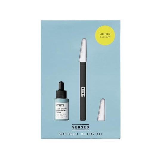 Versed Skin Reset Holiday Kit - Complexion Reset System - Contains Pore Refining Just Breathe Clarifying Serum & Dermaplaning Tool for Peach Fuzz + Facial Exfoliation (2 Pieces)-BrightBean Baby