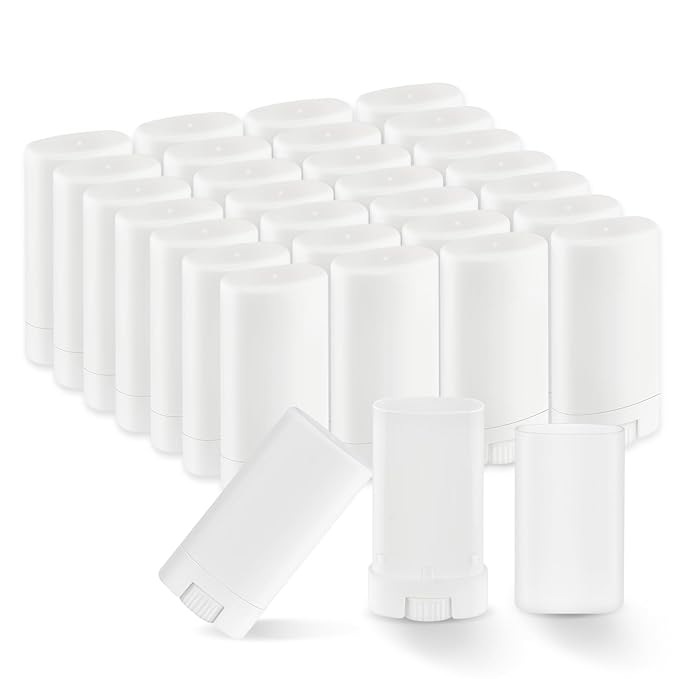 30 Pieces 15g/0.5oz White Oval Plastic Lip Balm Tubes,Empty Deodorant Bottles,Twist-Up Chap Stick Storage Containers for DIY Homemade Sunscreen Bar,Moisturizing Stick,Crayon-BrightBean Baby