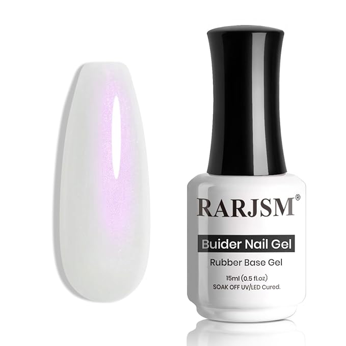 RARJSM Gel Builder Nail Polish Pearl White Purple Glitter Hard Gel in a Bottle Mermaid Shell Pearlescent Thick Extension Structure Gels for Nails 15ml Soak Off Curing Requires Salon Home DIY Use-BrightBean Baby