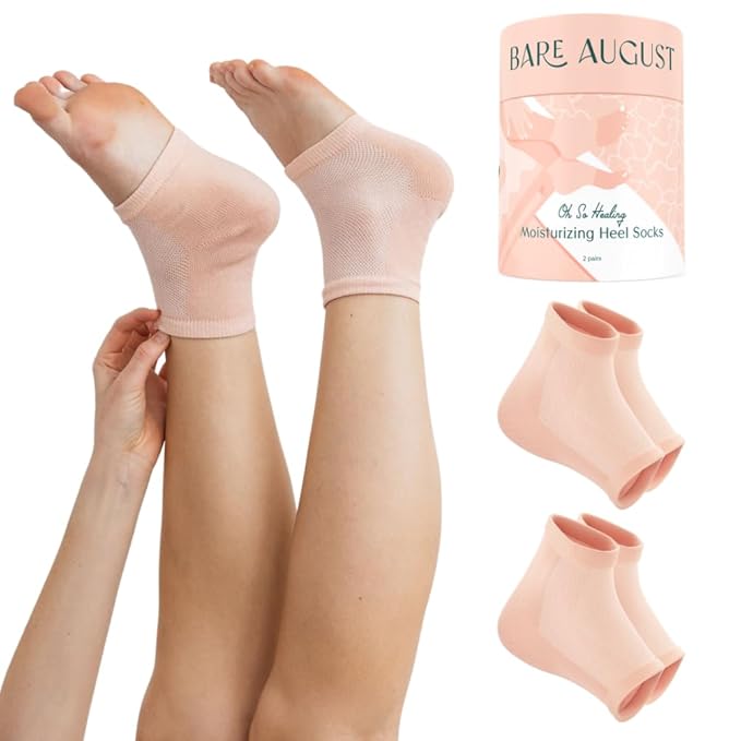 Bare August Moisturizing Heel-Repair Gel Socks – Overnight Spa Sleep Socks for Dry, Cracked Heels & Soft Feet-BrightBean Baby